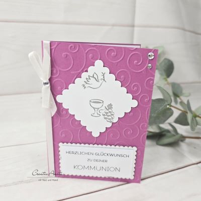 Glückwunschkarte zur Kommunion in Beere - Christlich