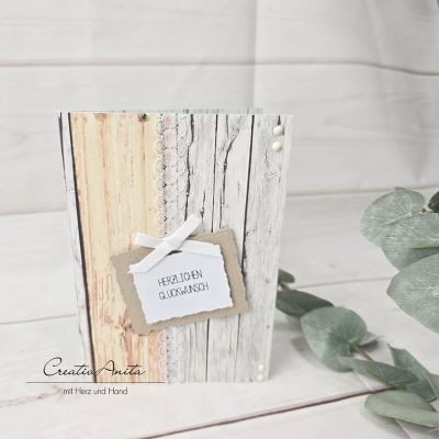 Glückwunschkarte Shabby - Holzoptik