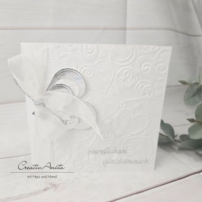 Glückwunschkarte zur Hochzeit - Schlicht und Edel - Silberherzen