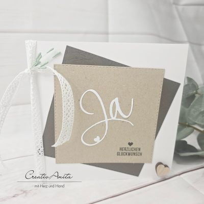 Glückwunschkarte zur Hochzeit - Square - olive-natur