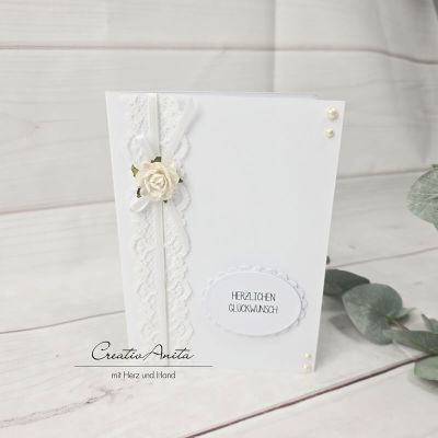 Glückwunschkarte Vintage Lace Weiß