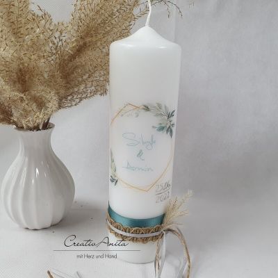 Hochzeitskerze Kerze geometric floral modern - Personalisiert