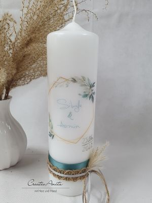 Hochzeitskerze Kerze geometric floral modern - Personalisiert