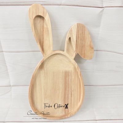 Preview: Osterteller aus Holz in Hasenform - Dekoration