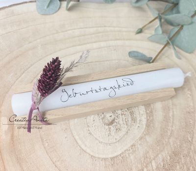 Geburtstagsgeschenk - Stabkerze mit Spruch -Geburtstagskind-