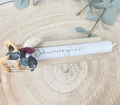 Geburtstagsgeschenk - Stabkerze mit Spruch -Geburtstagslicht-