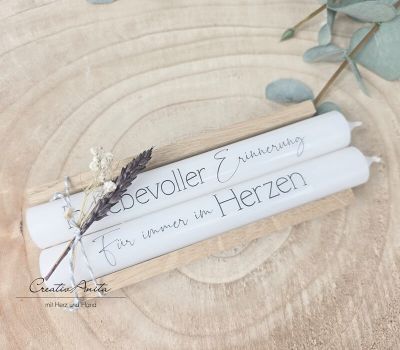 Gedenkkerzen - Trauerkerzen - Stabkerzen mit Spruch -Erinnerung-