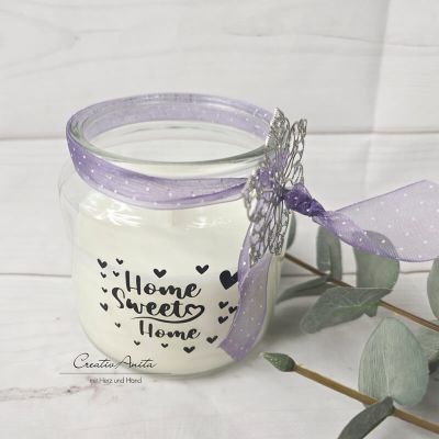 Kerze im Glas -Home sweet Home- Weiß