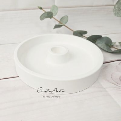 Stabkerzenhalter rund - weiß