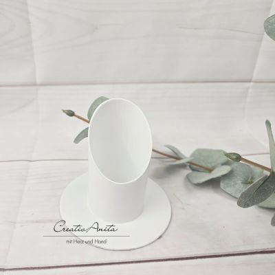 Kerzenständer aus Metall in weiß, 4 cm - Kommunionkerze, Taufkerze