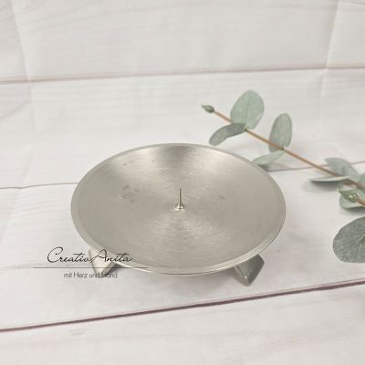 Kerzenhalter Kerzenständer rund mit kleinem Dorn - silber