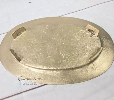 Preview: Kerzenteller - Kerzenhalter Gold - Baumdesign - oval