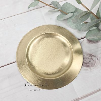 Kerzenteller gold matt gebürstet - 14 cm