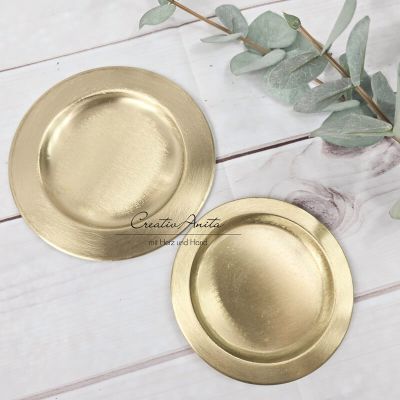 Preview: Kerzenteller gold matt gebürstet - 11 cm