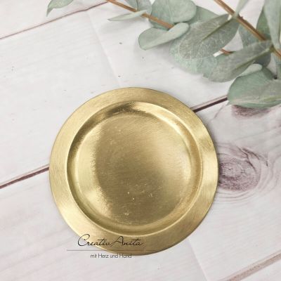 Kerzenteller gold matt gebürstet - 11 cm