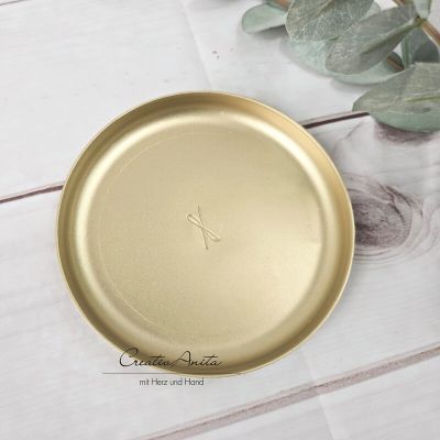 Preview: Kerzenteller goldfarben - 12 cm