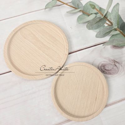Preview: Kerzenteller aus Holz, rund, 10 cm