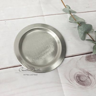 Kerzenteller silber matt gebürstet