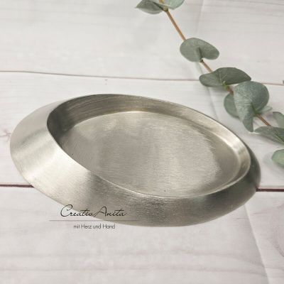 Kerzenhalter oval - silberoptik matt