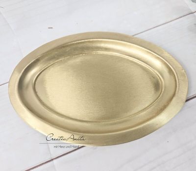 Kerzenteller - Tablett - Kerzenhalter - GOLD oval