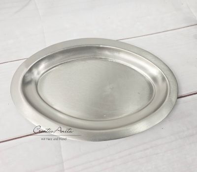 Kerzenteller - Tablett - Kerzenhalter - SILBER oval