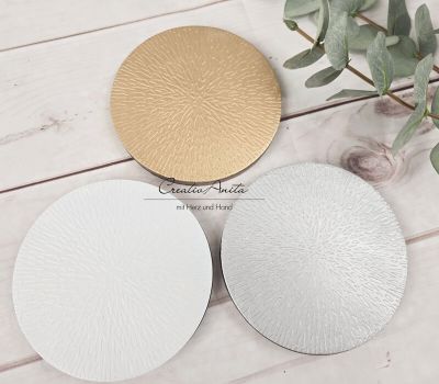 Preview: Kerzenteller - goldfarbene Sternstruktur mit Holz - 13 cm