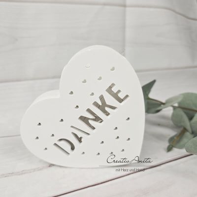Leuchtherz - Deko Herz mit Licht -DANKE-