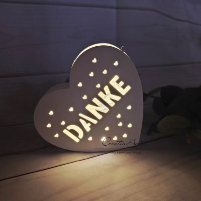 Preview: Leuchtherz - Deko Herz mit Licht -DANKE-