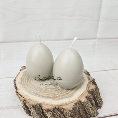 Osterkerzen EI - Osterei Pastellfarben Geschenkkerzen Ostern - 2er Set TAUPE