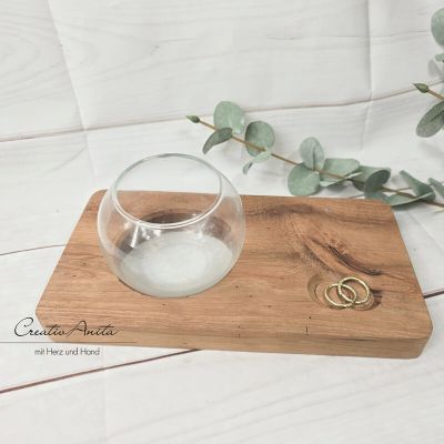 Preview: Ringkissen aus Holz mit bauchiger Vase - braun2