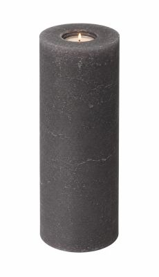 Rustikkerze Anthrazit-Grau mit Teelichteinsatz 250x80 mm