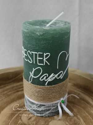 Vatertagskerze - Geschenk "Bester Papa" in Eukalypthus