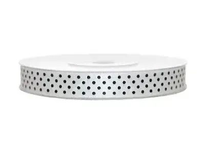 Satinband Weiß-Schwarz mit Dots, 6mm