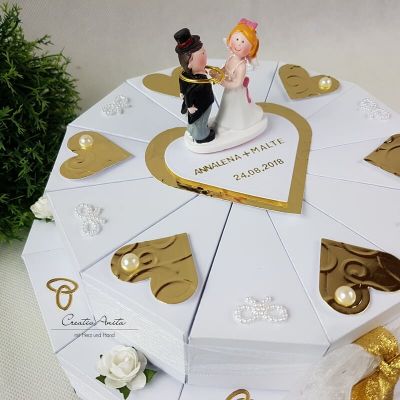 Schachteltorte zur Goldenen Hochzeit - 2-stöckig, Geldgeschenk