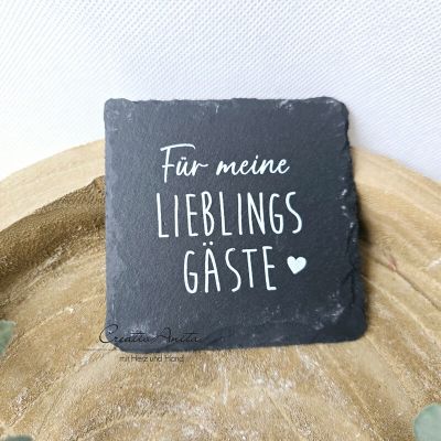 Untersetzer mit Spruch -Für meine Lieblingsgäste- aus Schiefer