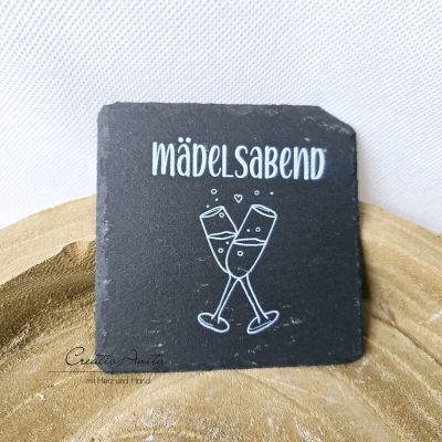 Untersetzer mit Spruch -Mädelsabend- aus Schiefer