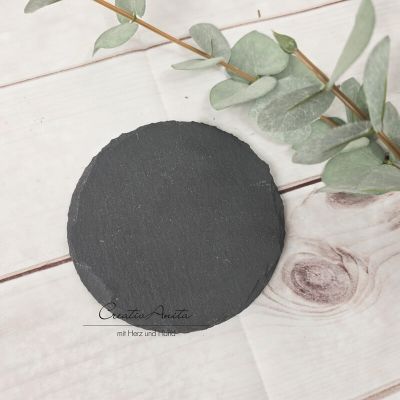 Schiefertafel - Kerzenhalter rund - schwarz Ø 12 cm