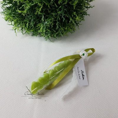 Gastgeschenk im Reagenzglas befüllt mit 5 Seifenherzen LEMONGRAS