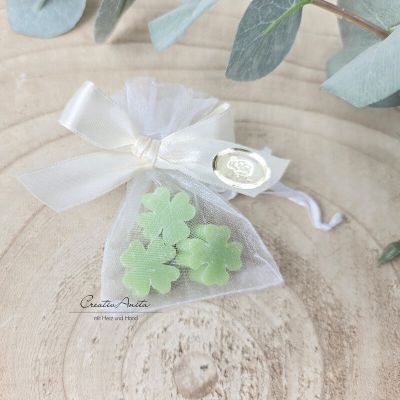Gastgeschenk mit 3 Seifen-Kleeblätter BIRNE - Fix & Fertig - Kundengeschenk