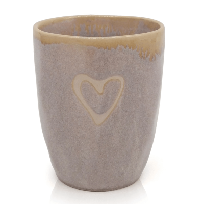 Stoneware Becher -Herz- sand