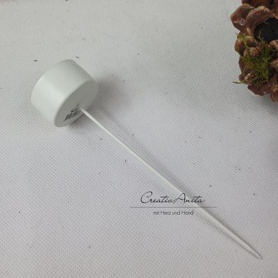 1 Stück Kerzenhalter Stick für Teelicht - Adventskranz - weiß