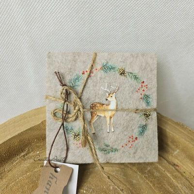 Filz Untersetzer mit Hirsch-Design - quadratisch