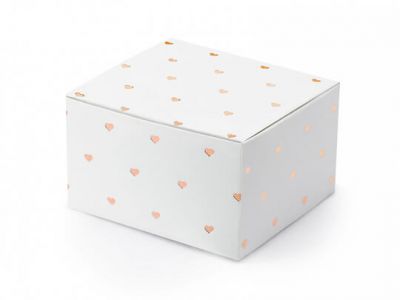 Gastgeschenkbox - Verpackung Herzchen in Weiß-Rosegold
