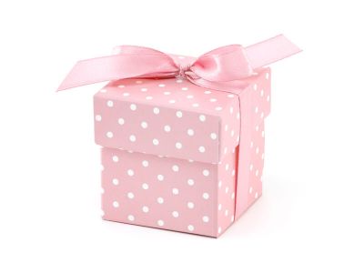 Gastgeschenkbox - Verpackung in Rosa mit Punkten
