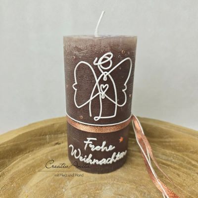 Weihnachtskerze -ENGEL- schlamm-roségold