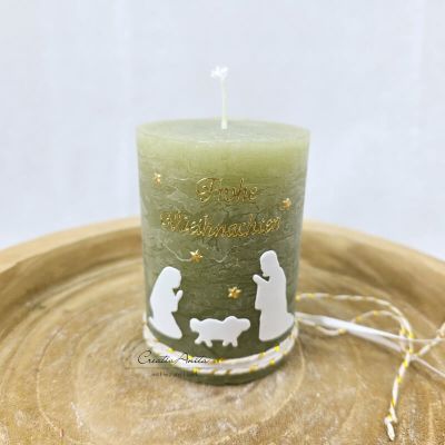 Weihnachtskerze -Krippe- handgefertigt