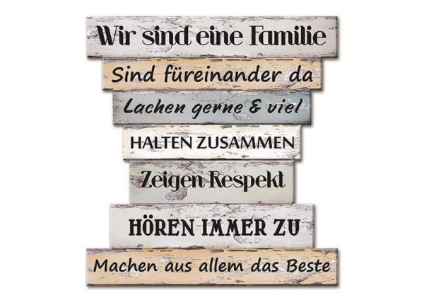 Wandbild Familienregeln aus Holz, B30 x T32 cm