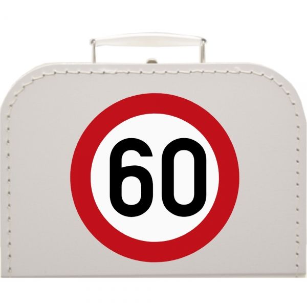Pappkoffer zum 60. Geburtstag - Verkehrsschild - Geschenkverpackung