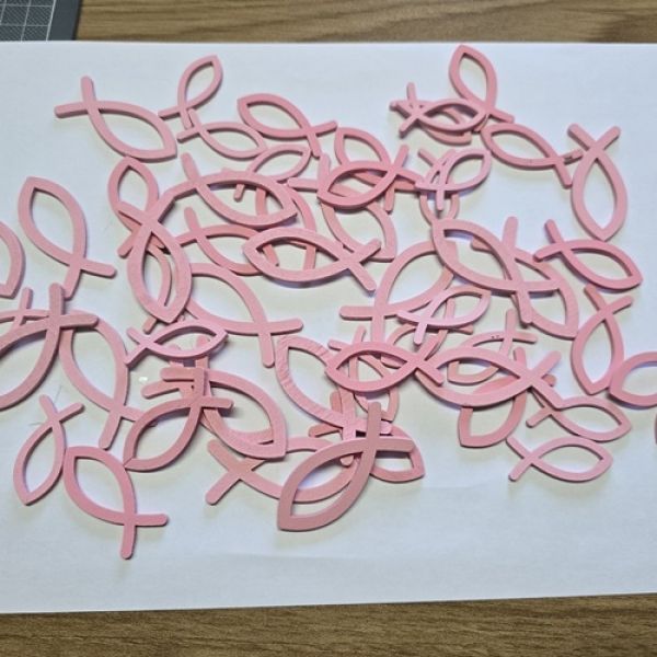 Fische - Holzfische 44 Stück - Rosa