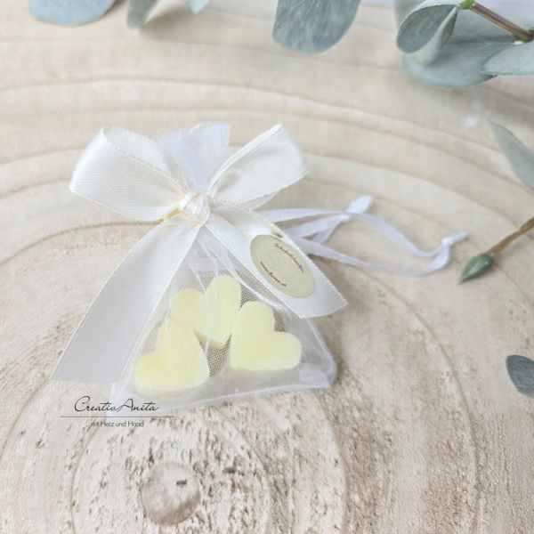 Gastgeschenk - Kundengeschenk mit 3 Seifenherzen GRAPEFRUIT - Gelb - Fix & Fertig